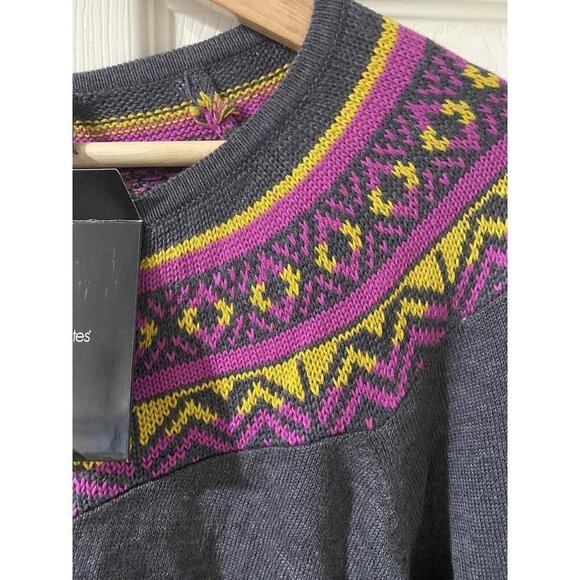 Daisy Fuentes Cardigan Sweater Cotton Blend Gray Button Down Peplum Fair Isle,2X - Picture 8 of 11